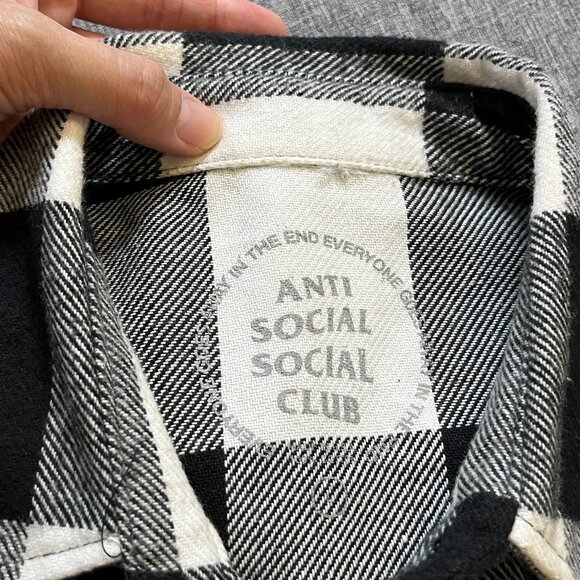 Anti Social Social Club Flannel Plaid Floral Button Down Shirt - Men's Size L - Picture 13 of 14
